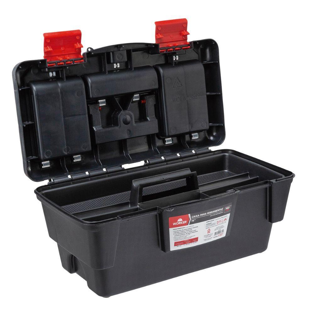 Caixa Plástica Para Ferramentas 16'' Com Bandeja Worker - 1