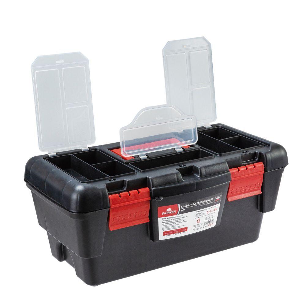 Caixa Plástica Para Ferramentas 16'' Com Bandeja Worker - 3