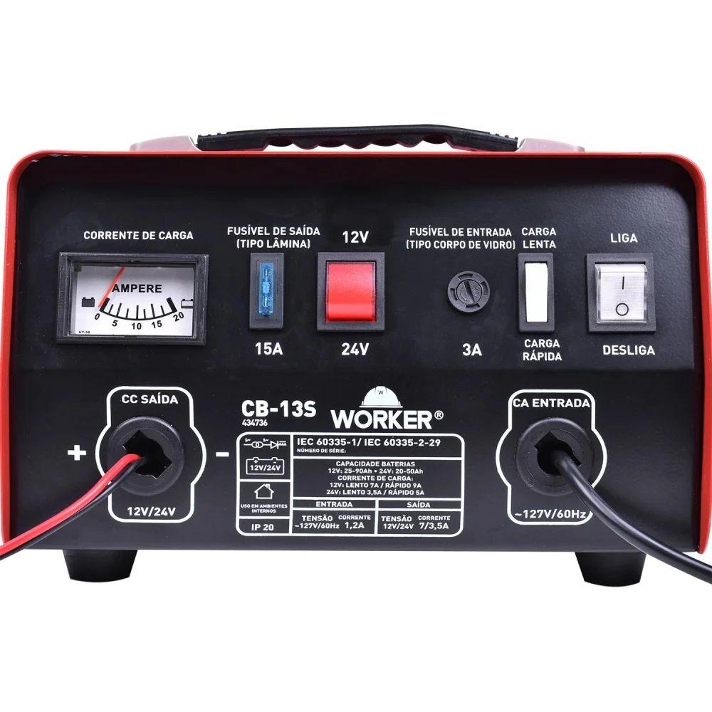 Carregador De Bateria 50/90Ah 12/24V 127V CB13S Worker - 3