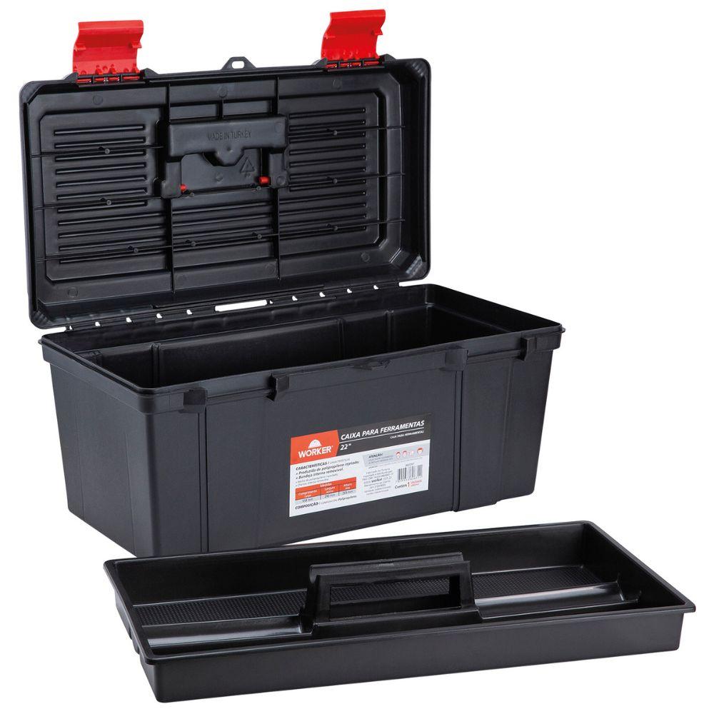 Caixa Plástica Para Ferramentas 22'' Com Bandeja Worker - 1