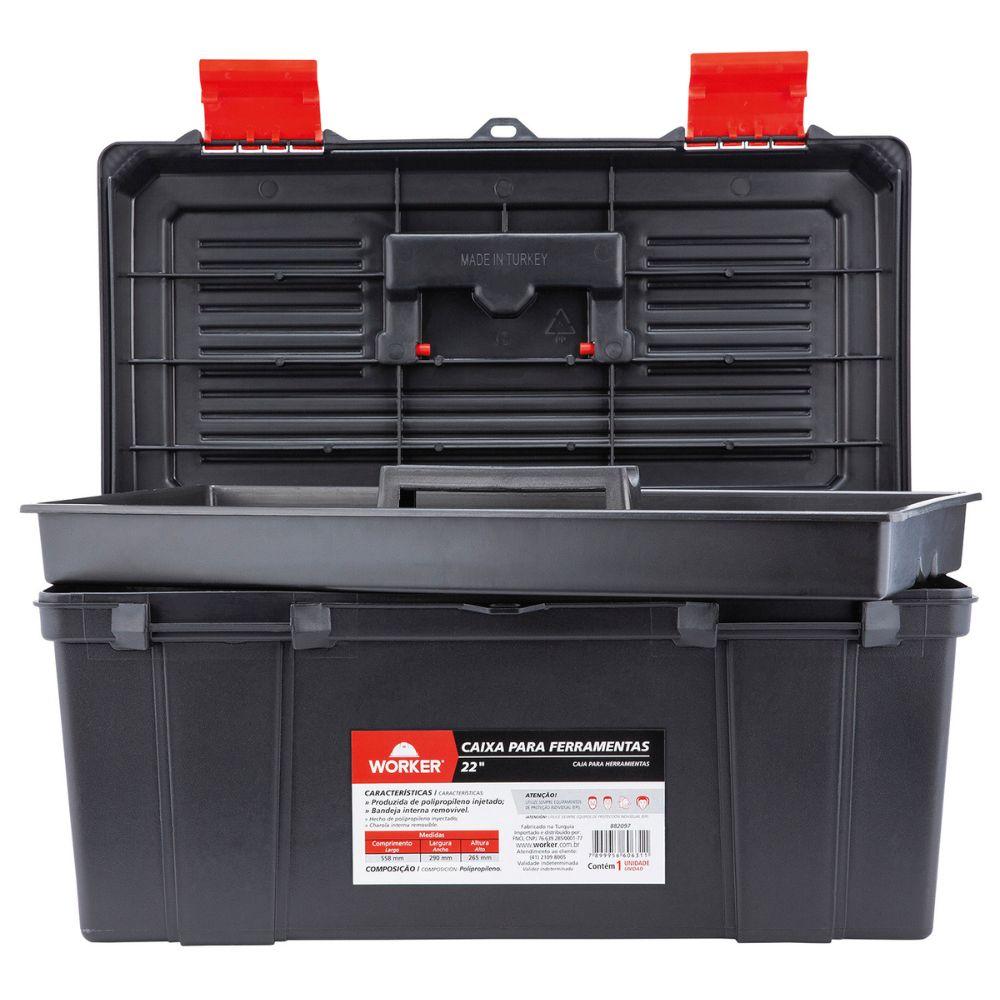Caixa Plástica Para Ferramentas 22'' Com Bandeja Worker - 3