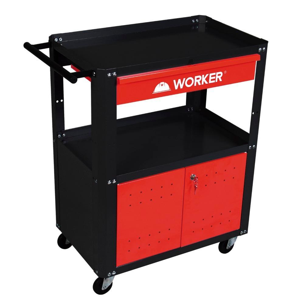 Carro Para Ferramentas Desmontável Com 2 Bandejas 1 Gaveta e 2 Portas Worker - 1