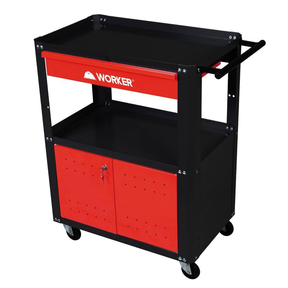 Carro Para Ferramentas Desmontável Com 2 Bandejas 1 Gaveta e 2 Portas Worker - 3