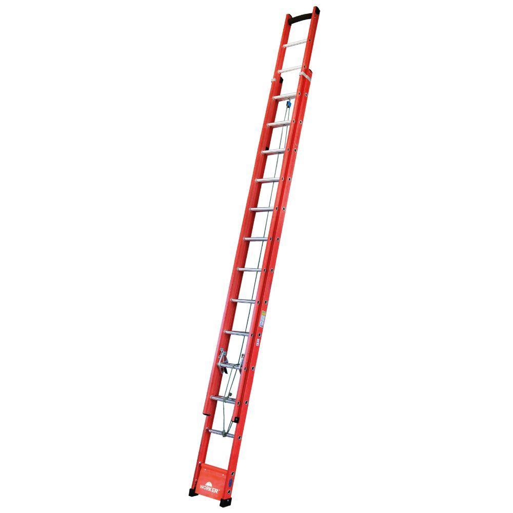 Escada Extensiva Em Fibra 14/24 Degraus Capacidade 110Kg Worker - 1