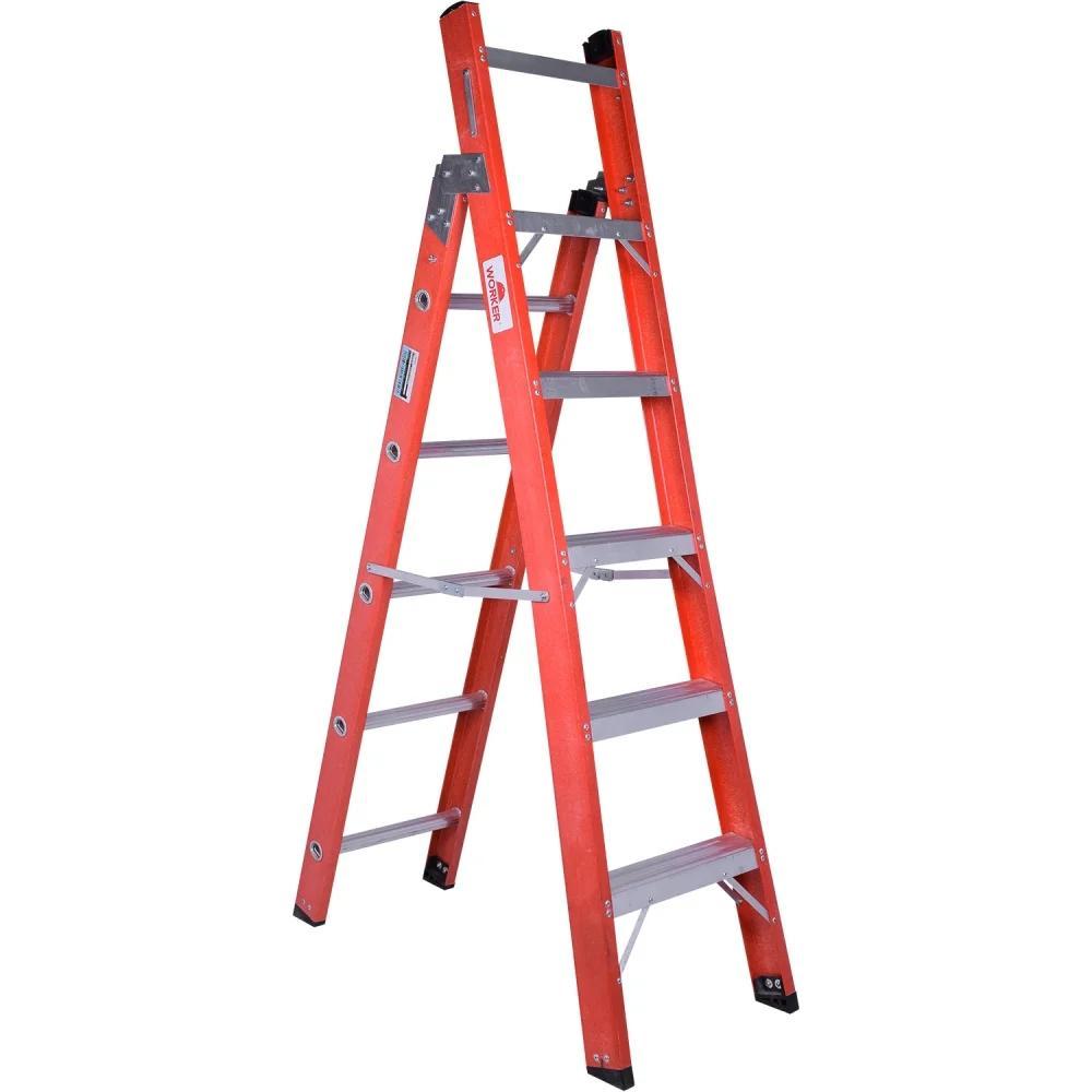 Escada Americana Multiuso Em Fibra 6/10 Degraus Capacidade 110Kg Worker - 2