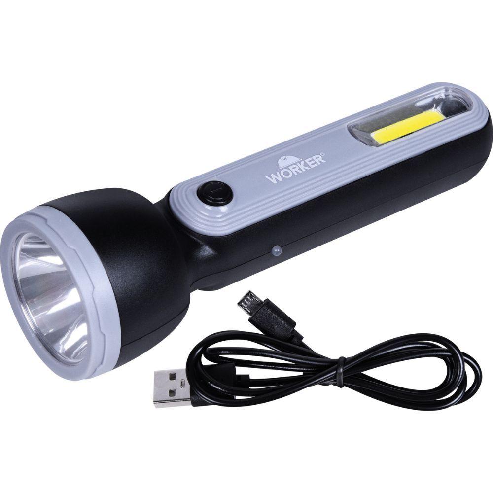 Lanterna LED Recarregável 2 Leds USB LRW180 Worker - 1