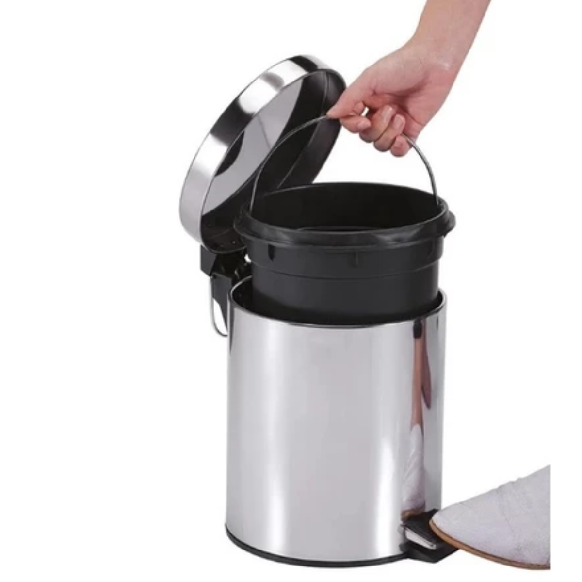 Lixeira Redonda 12 Litros Aço Inox Com Pedal Kala - 3
