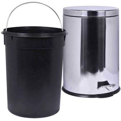 Lixeira Redonda 12 Litros Aço Inox Com Pedal Kala