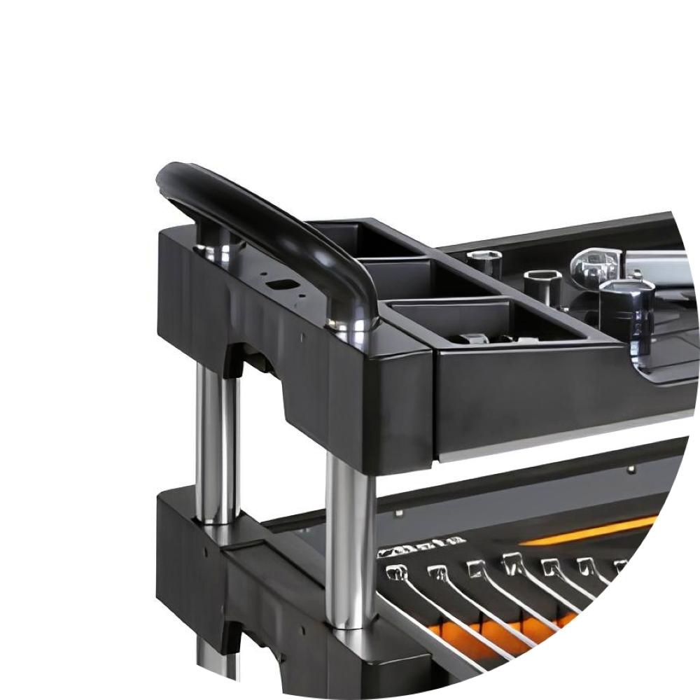 Carrinho de Ferramentas Tipo Trolley Rebatível 2 Gavetas com 6 Tabuleiros Cinza C27S-G Beta - 9