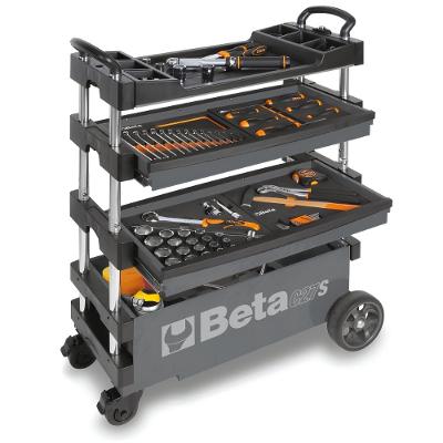 Carrinho de Ferramentas Tipo Trolley Rebatível 2 Gavetas com 6 Tabuleiros Cinza C27S-G Beta