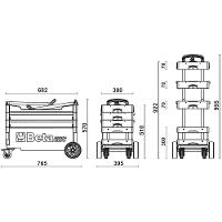 Carrinho de Ferramentas Tipo Trolley Rebatível 2 Gavetas com 6 Tabuleiros Cinza C27S-G Beta - 3