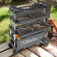 Carrinho de Ferramentas Tipo Trolley Rebatível 2 Gavetas com 6 Tabuleiros Cinza C27S-G Beta - 6