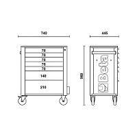 Carrinho para Ferramentas 800KG Preto 7 Gavetas Tampo de Madeira Fechadura RSC24/7-N Beta - 2