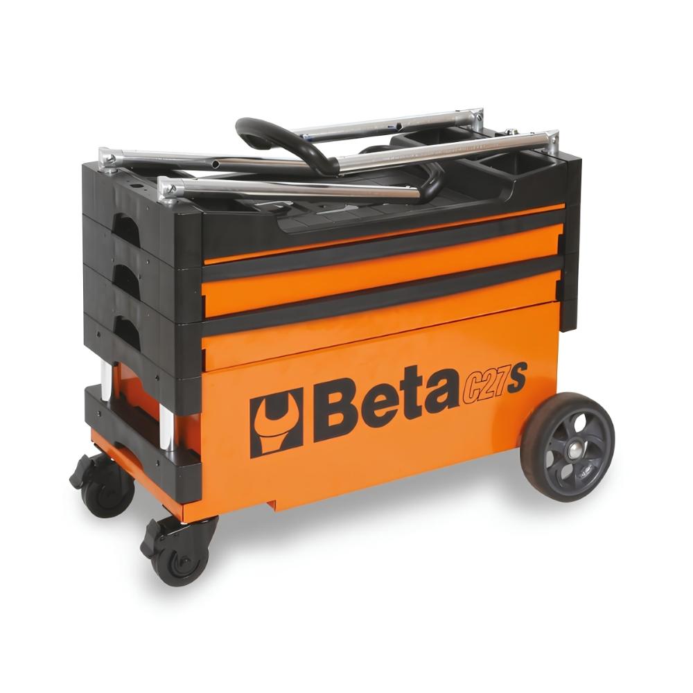 Carrinho de Ferramentas Tipo Trolley Rebatível 2 Gavetas com 6 Tabuleiros Laranja C27S/O Beta - 5