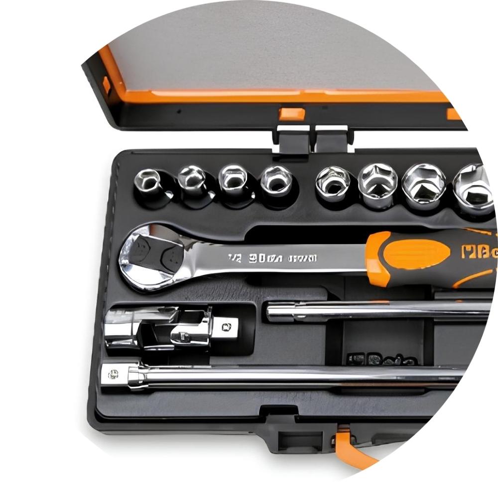 Jogo de Soquetes Estriados 1/2'' com 17 peças Catraca Reversível e Estojo Metálico 920B/C12 Beta - 4