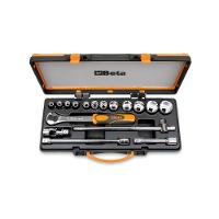 Jogo de Soquetes Estriados 1/2'' com 17 peças Catraca Reversível e Estojo Metálico 920B/C12 Beta - 1