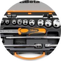 Jogo de Soquetes Estriados 1/2'' com 17 peças Catraca Reversível e Estojo Metálico 920B/C12 Beta - 2