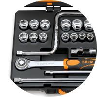 Jogo de Soquetes Estriados 1/2'' com Acessórios Catraca Chave Manivela 920B/C21 Beta