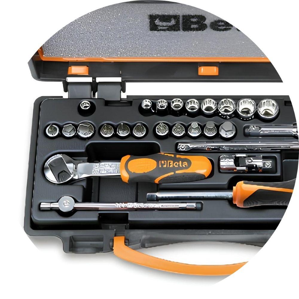 Jogo de Soquetes Estriados 28 Peças com Catraca e Acessórios 1/4'' 900MB/C28 Beta - 2