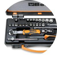 Jogo de Soquetes Estriados 28 Peças com Catraca e Acessórios 1/4'' 900MB/C28 Beta - 2