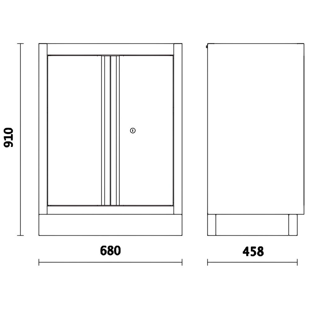 Móvel Modular Fixo 2 Portas com Fechadura Prateleira Interna Ajustável Pés Reguláveis C45PRO MA Beta - 3