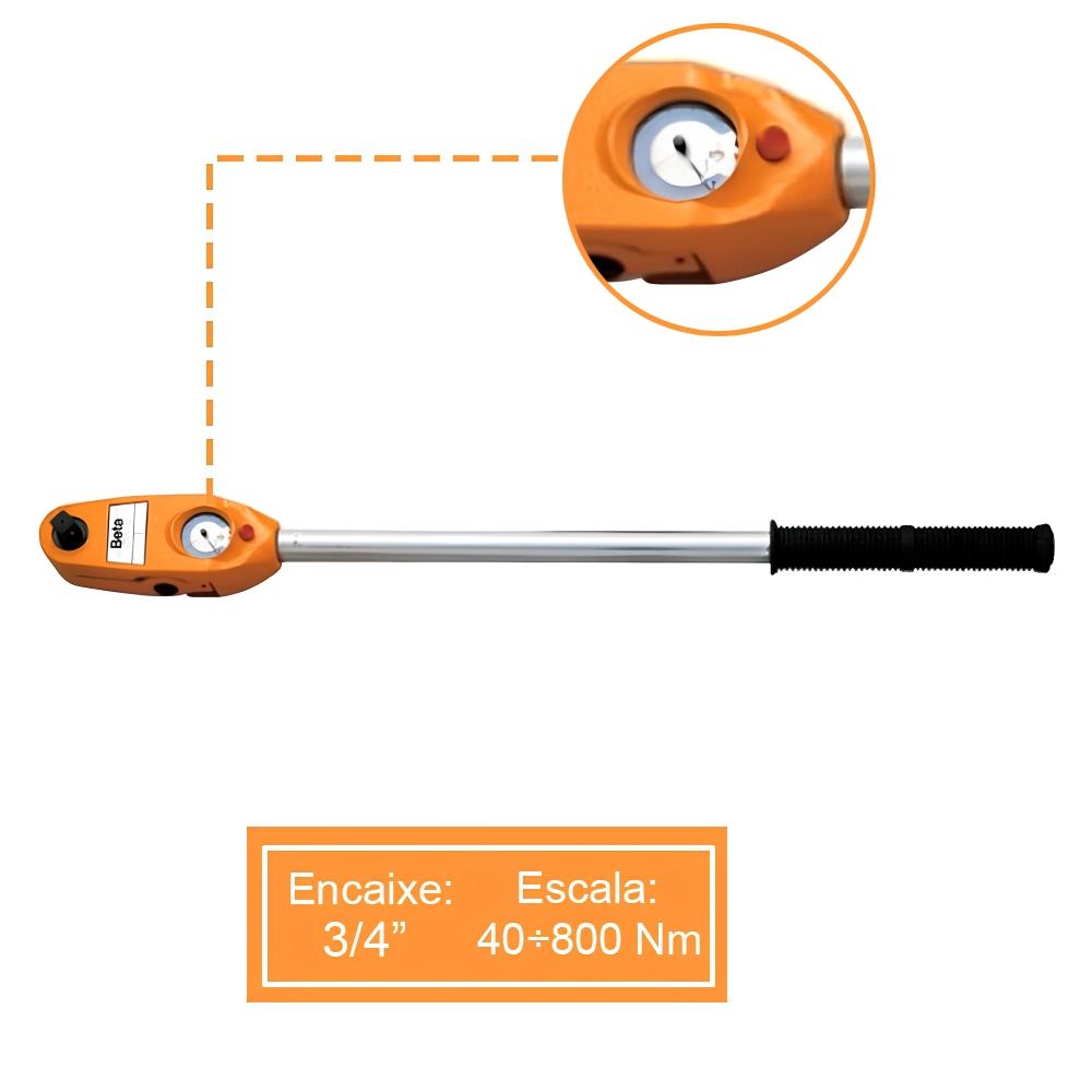 Torquímetro Relógio 3/4'' 40-800 Nm 596/80SL Beta - 2