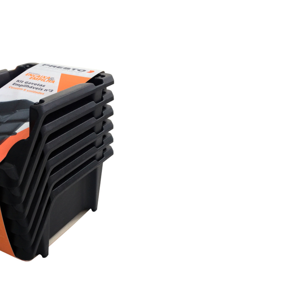 Kit 6 Gavetas Empilhaveis N3 Preto Presto - 3