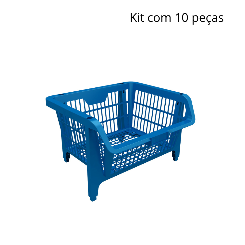 Cesto Expositor Empilhável Azul Kit com 10 Presto - 2