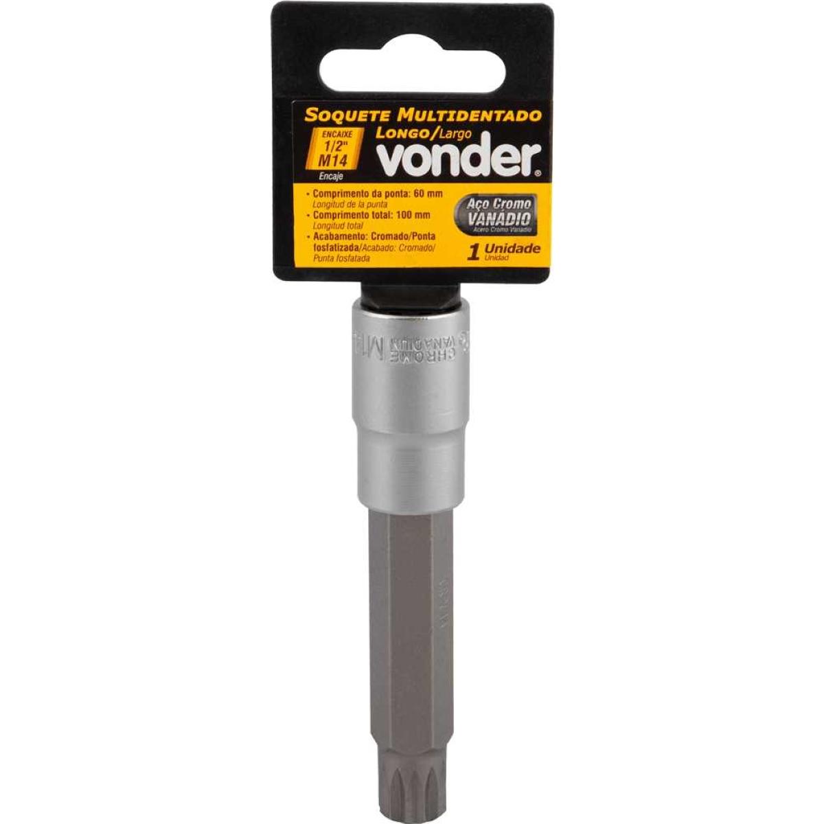 Soquete Multidentado Encaixe 1/2'' 14mm Longo CRV Vonder - 2