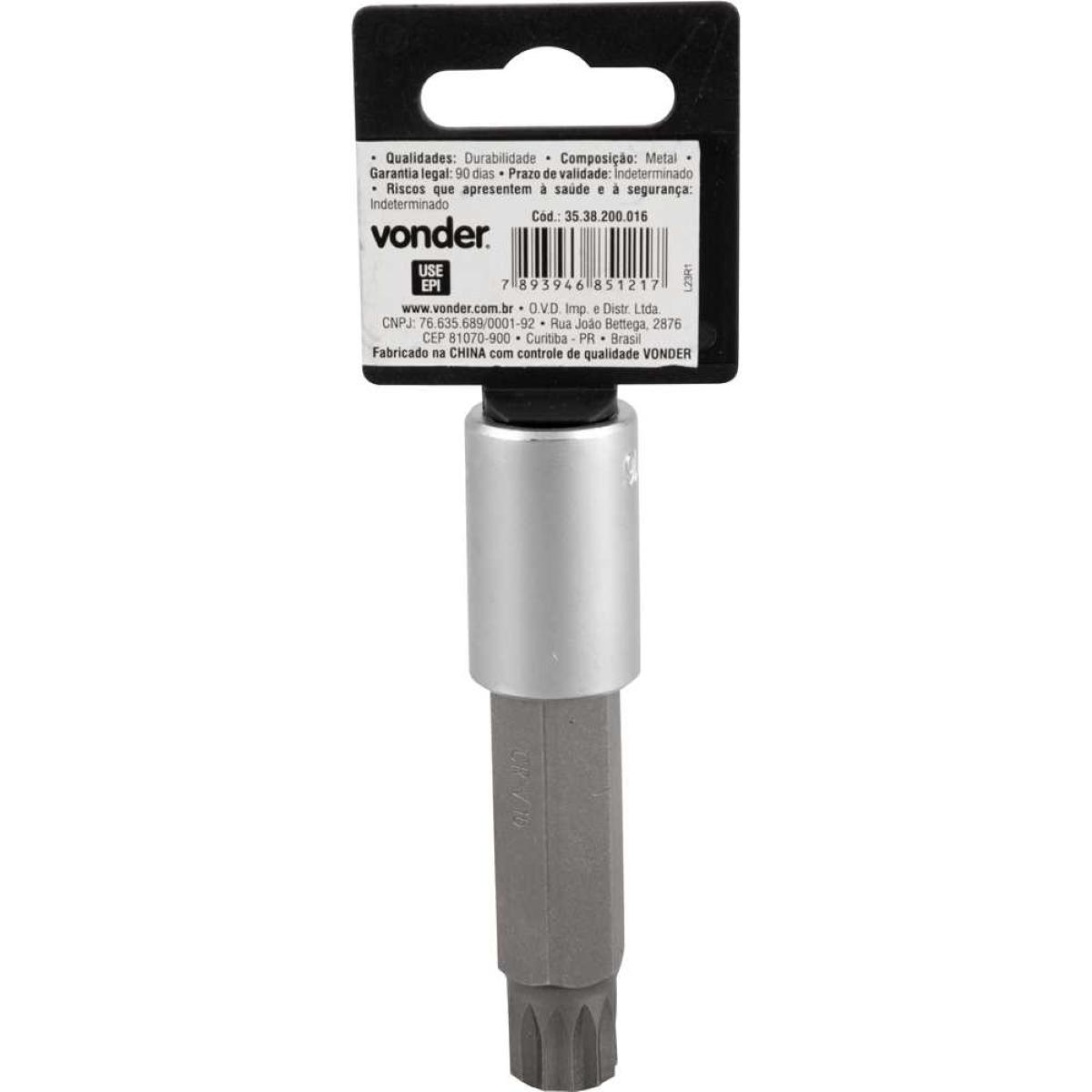 Soquete Multidentado Encaixe 1/2'' 16mm Longo CRV Vonder - 1