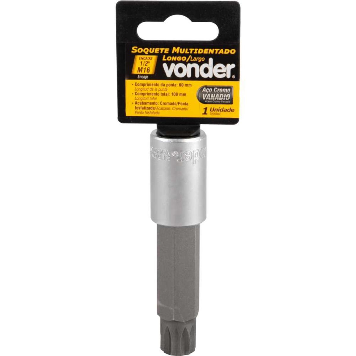 Soquete Multidentado Encaixe 1/2'' 16mm Longo CRV Vonder - 2