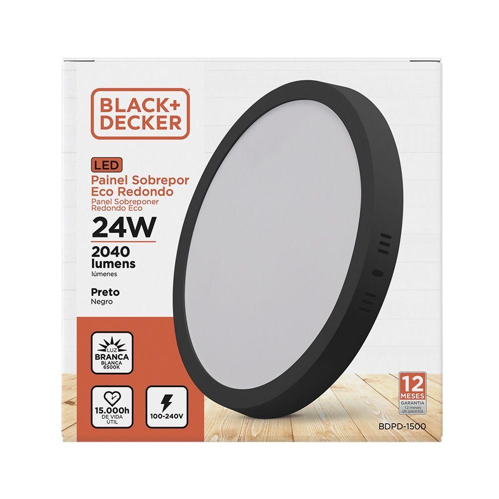 Painel Led Eco Redondo Preto 100-240V 24W 6500K Black+Decker - 1
