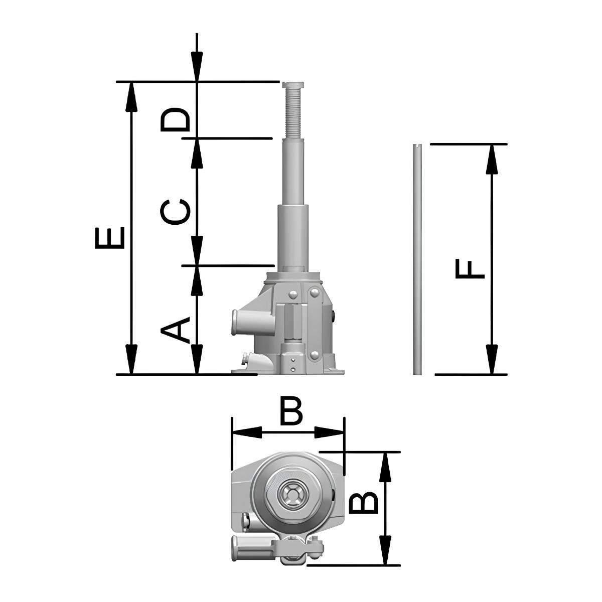 Macaco Garrafa 12 T Hidráulico EFF12 Bovenau - 1