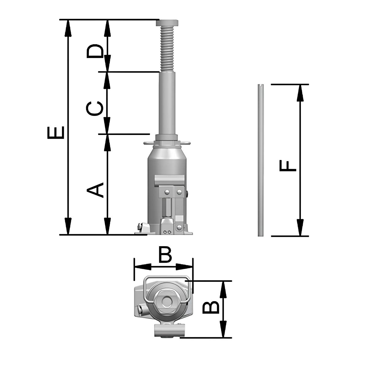 Macaco Garrafa 10 T Hidráulico MT10V Bovenau - 2