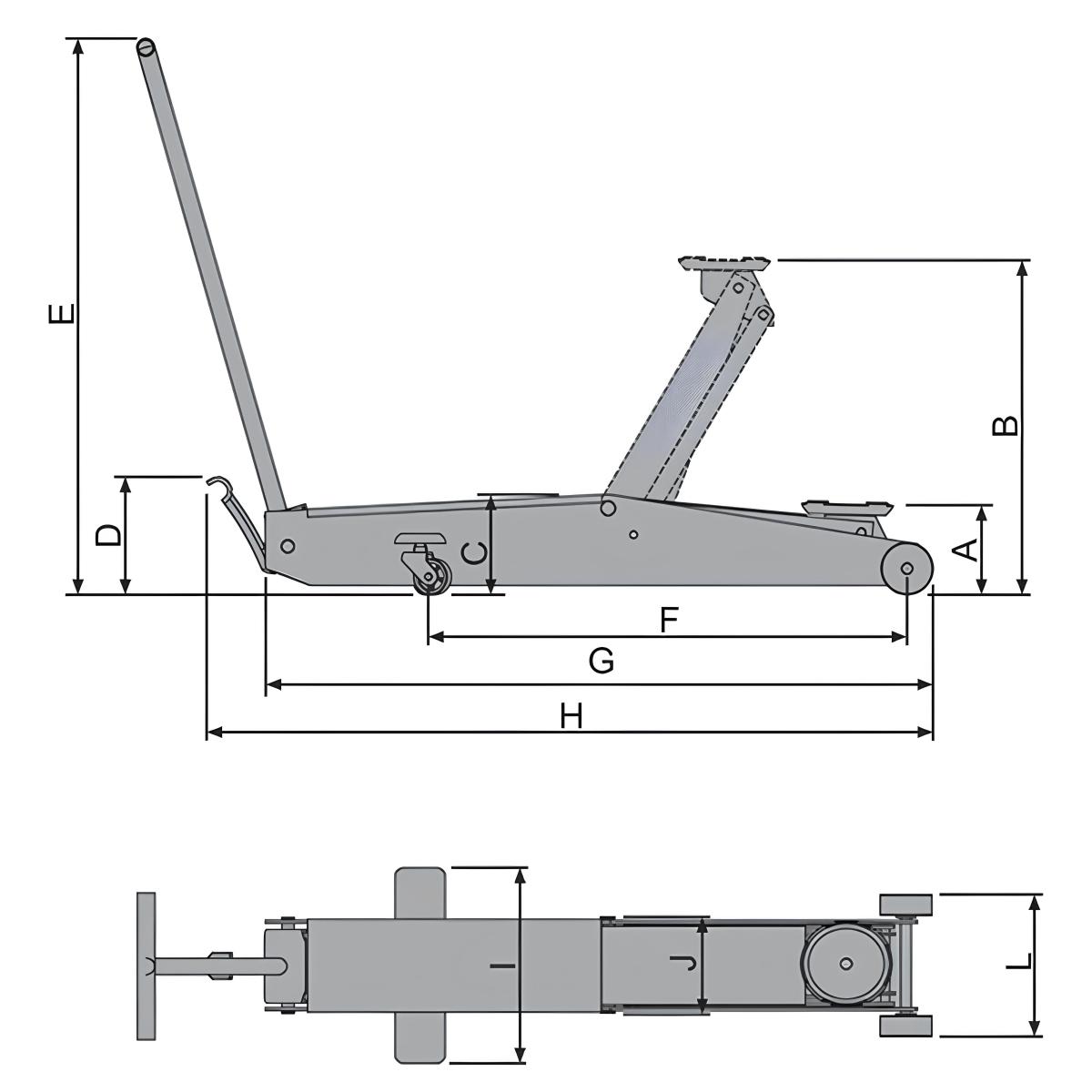Macaco Jacaré 2 T Hidráulico Longo Rebaixado Roda Ferro J2600 Bovenau - 2