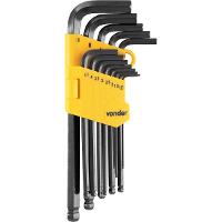 Jogo Chave Allen 1,27-10mm CRV Tipo L Longa Abaulada Com 13 Peças Vonder - 1