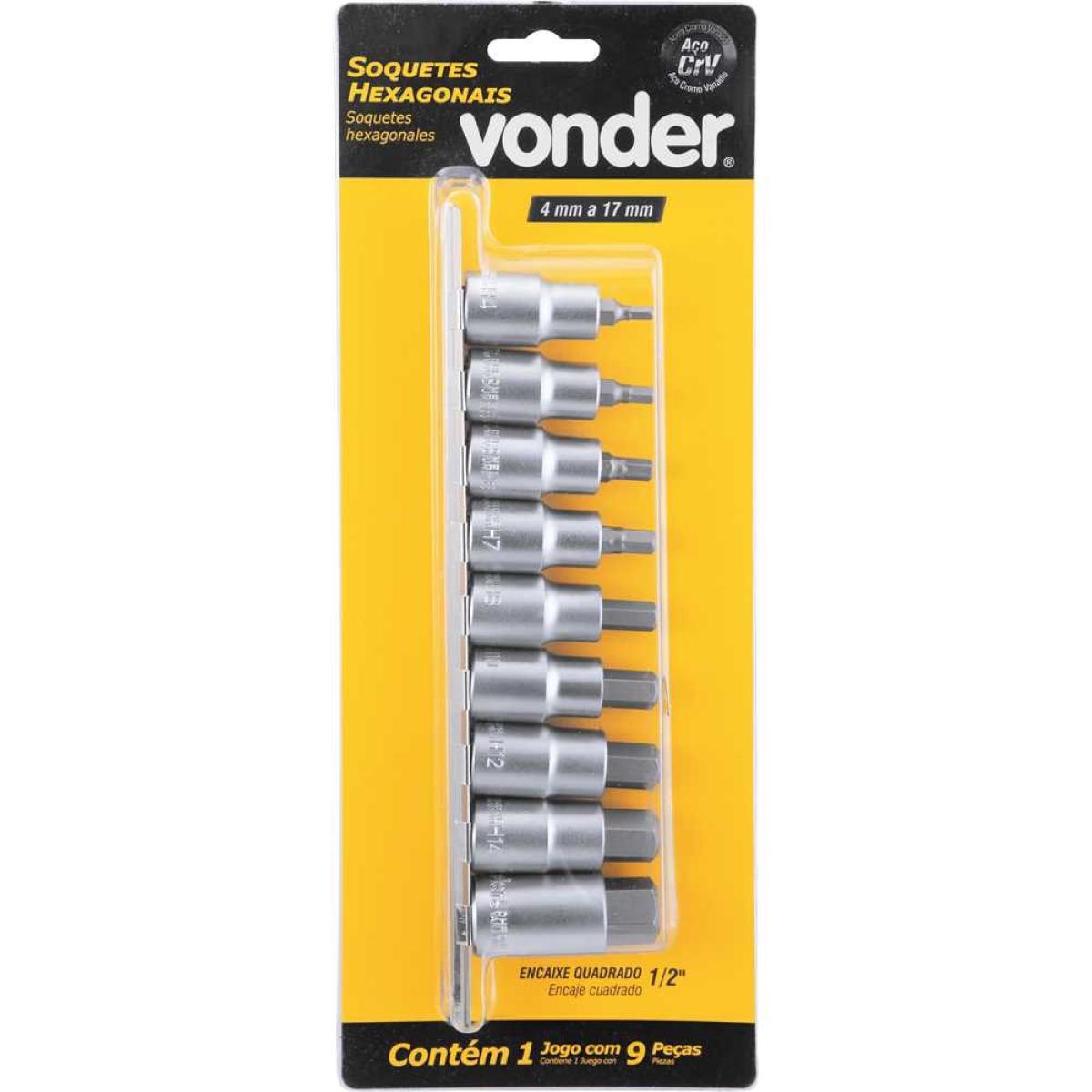 Jogo Soquete Sextavado 1/2'' 4-7mm Com 9 Pecas Vonder - 5