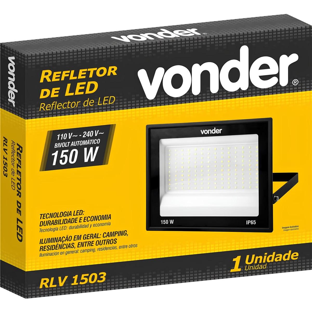 Refletor de LED RLV1503 150W Vonder Bivolt 6500K 110V 220V Luz Branca Alcance 35m Interno Externo - 5