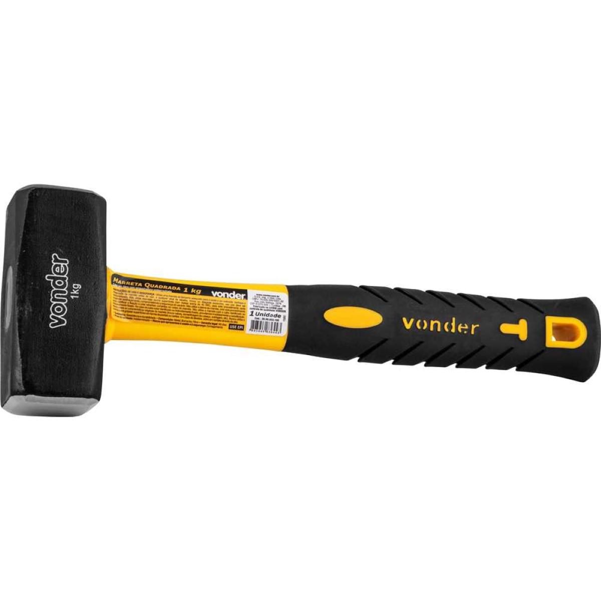 Marreta Quadrada 1,0 Kg Com Cabo Fibra Vonder - 1