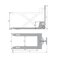 Paleteira Carro Hidráulico Pantográfico 1000Kg 685X1150 mm Roda Simples Nylon TP1000 Bovenau - 1