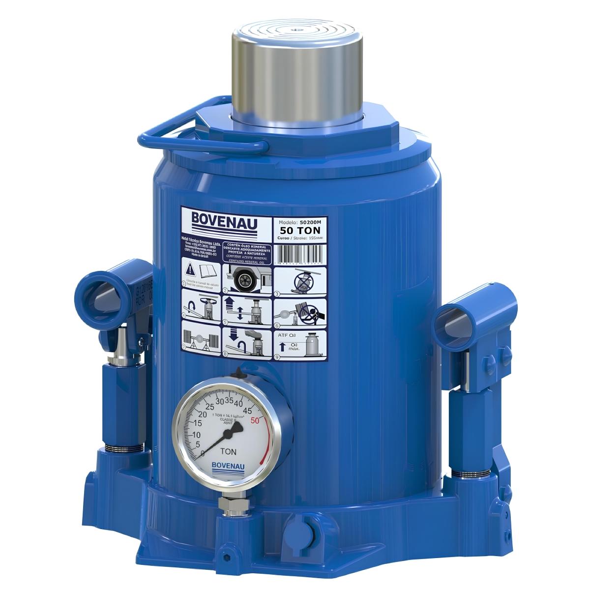 Macaco Garrafa 50 T Hidráulico Com Manômetro MT50 Bovenau - 1