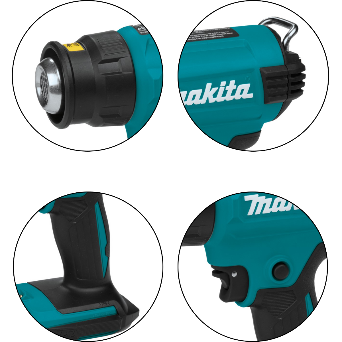 Soprador Termico Sem Fio 18V Portátil 500°C Com 1 Bateria Carregador Tubeiras Maleta DHG180RT Makita - 3