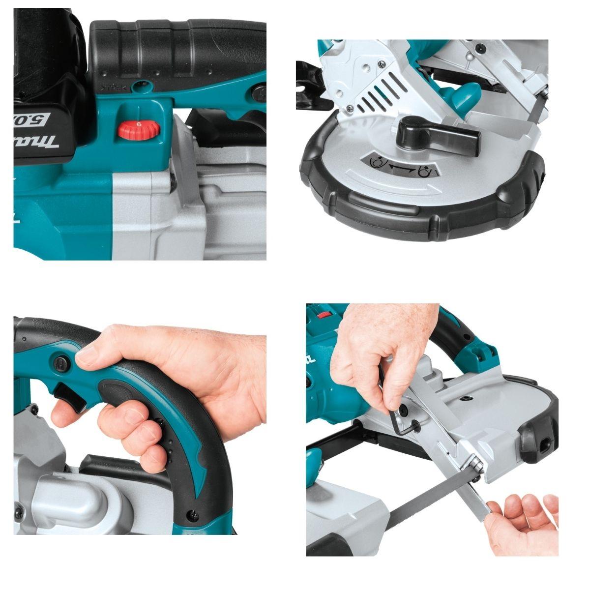 Serra Fita 120Mm Sem Fio 18V Portátil Com 2 Baterias Carregador Maleta Acessórios DPB180RFE Makita - 5