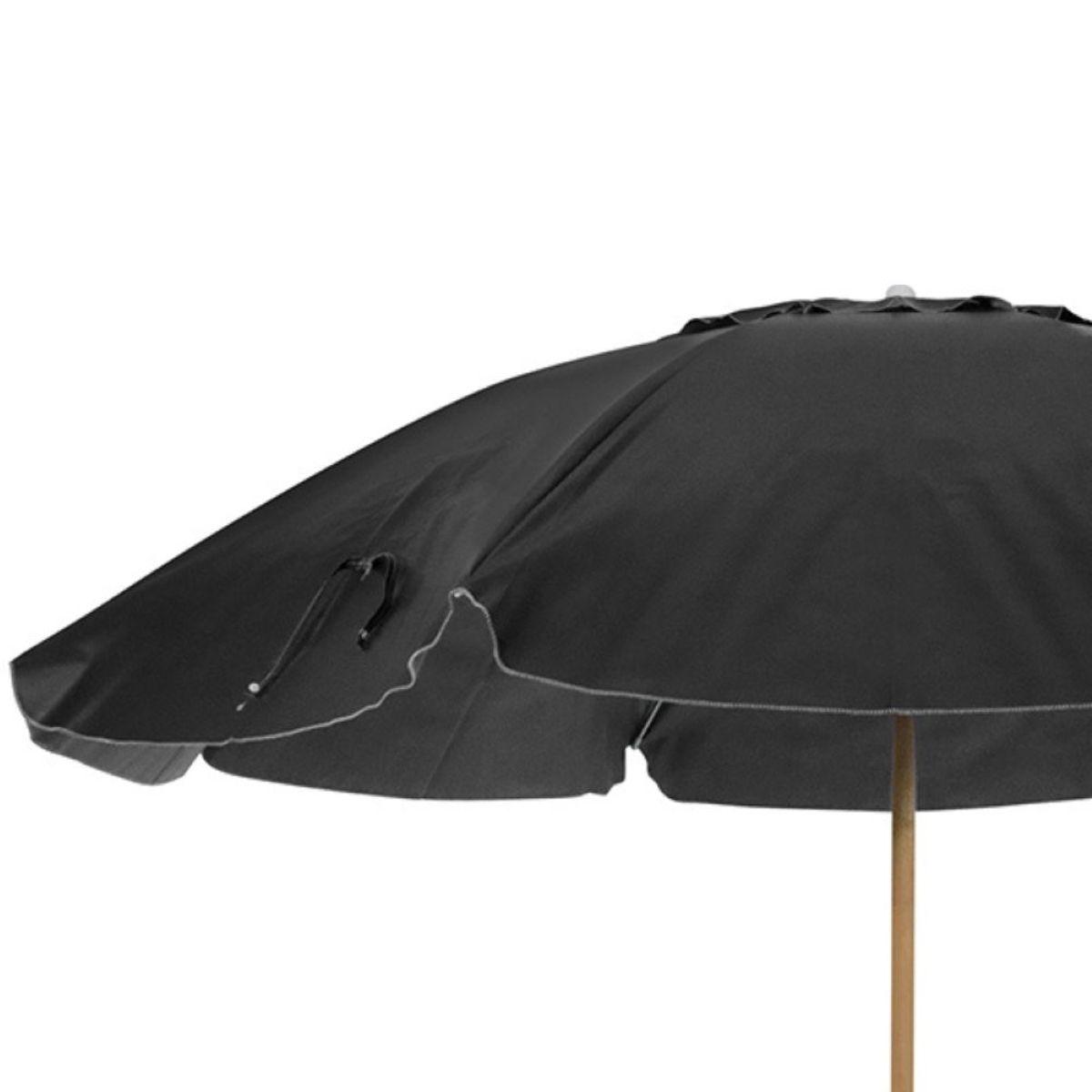 Guarda Sol 2,40 Metros Preto em Bagum Caiobá e Alumínio com Vareta de Fibra Bel - 3