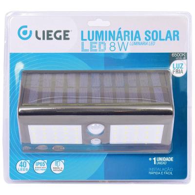 Luminária LED Solar Parede 8W 300Lm Liege