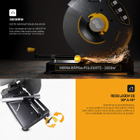 Serra Rápida Policorte de Bancada Profissional 2050W Disco 355mm 14" para cortar Ferro Metal e Aço WAP WF SP01 220V - 8