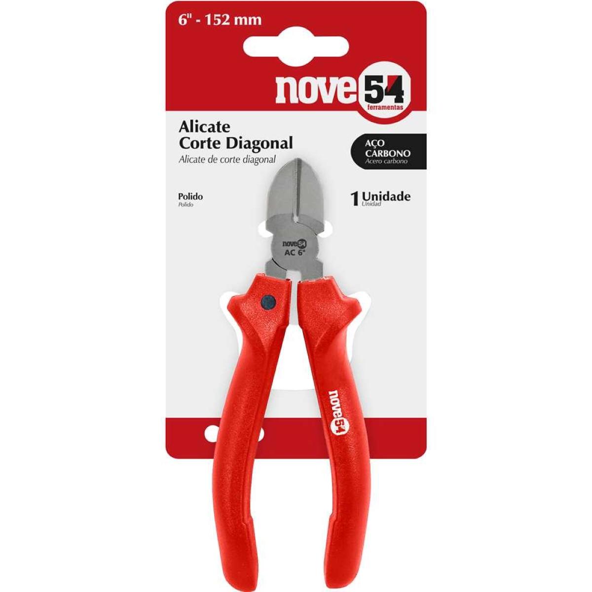 Alicate Corte Diagonal 6'' Aço Carbono Polido Nove54 - 5