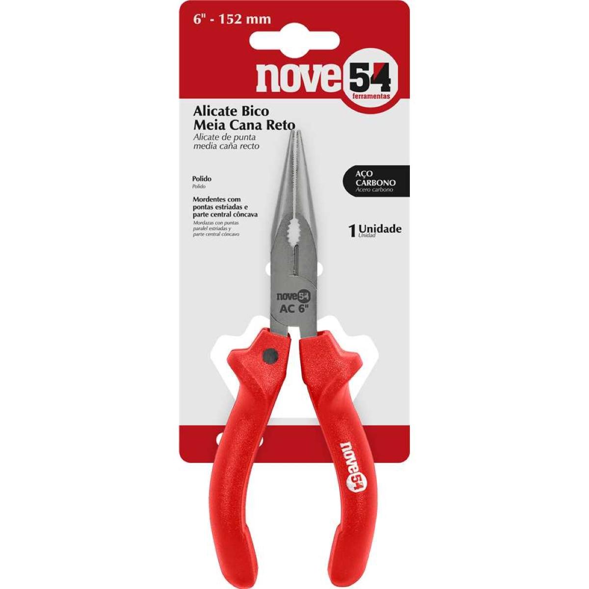 Alicate Bico Meia Cana 6'' Reto Aço Carbono Polido Nove54 - 5