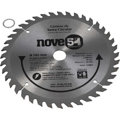 Lâmina Serra Circular Vídea 185mm 40 Dentes Furo 20mm Nove54