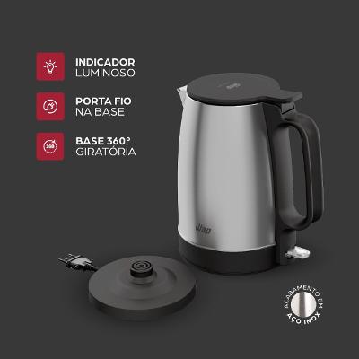 Chaleira Elétrica Wap WCE2 Portátil Aço Inox 1,7 Litros de Capacidade 127V